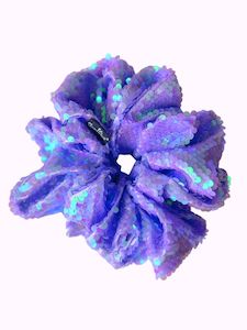 Featured Sequin Party Outfits: PURPLE OVERSIZED SEQUIN SCRUNCHIE