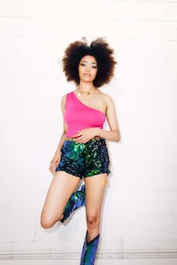 Womens Sequin Shorts: EMERALD BLUE GREEN SEQUIN SHORTS