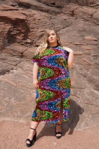 Plus Size Sequin Dresses: Isolated Heroes Rainbow Sequin Dress