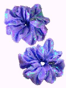 All Sequin Party Clothing: PURPLE OVERSIZED SEQUIN SCRUNCHIE SET