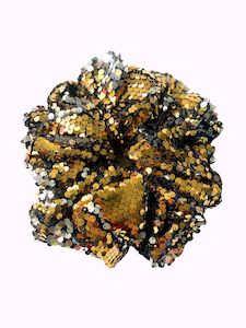 All Sequin Party Clothing: OVERSIZED GOLD SEQUIN SCRUNCHIE