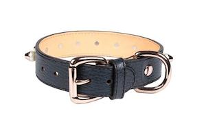 Our Best Sellers: Studded Collar in navy leather