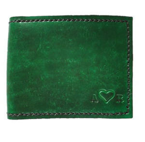 Mens Wallet: The Love Wallet - Hand Dyed - Embossed Heart between Two Initials