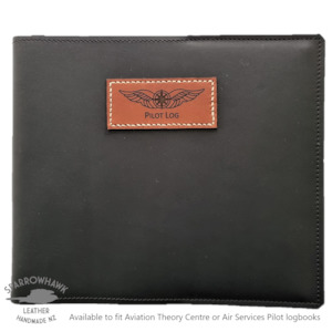 Pilot Logbook Cover: CASA (Australia) Pilot Logbook Cover (ATC or AirServices) - Black Aniline Leather -  Pilot Log