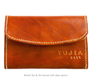 Gifts For Women: Womens Compact Wallet - Tan Interior - Embossed Initials
