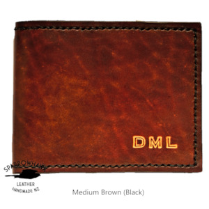 Personalised Leather Gifts: Currency & Coin Billfold Wallet - Hand Dyed (choose from 7 colours) - Hand Embossed Initials