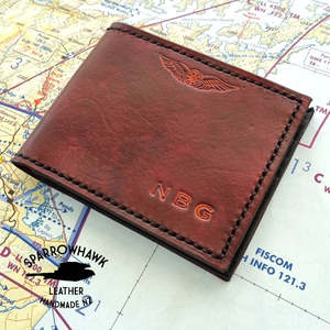 Pilots Slimline Billfold Wallet (no display) - Embossed Initials & Wings
