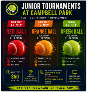 Red, Orange and Green Ball Open Tournament July 17-18