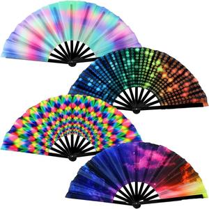 Lifestyle: UV Glow Reactive Colourful Folding Festival & Party Fan