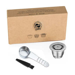 New: icafilas Reusable Coffee Capsule Set - Stainless Steel Pod - For Nespresso Cafe Machine