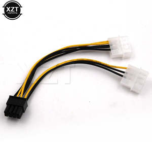 6 inch 2 x Molex 4 pin to 8-Pin PCI Express Video Card Pci-e ATX PSU Power Converter Cable