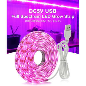 Plant Grow Full Spectrum LED light strip - USB powered 2m strip