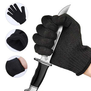 Anti-Cut Black Steel Wire  Mesh Gloves