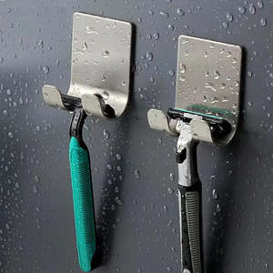 Home 1: Multi-Purpose Storage Hook or Razor Holder - Stainless Steel or Black