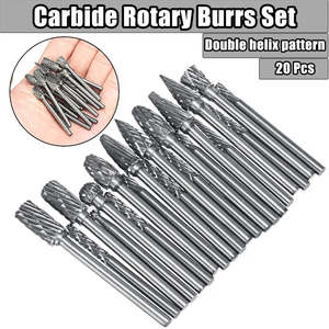 20pcs Solid Carbide Rotary Burrs Drill Bit Tungsten Steel Double Cut Grinder Sha&hellip;