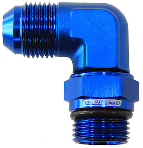 Wastegates: MALE -8 ORB 90 TO -10AN MALE  BLUE FULL SWIVEL