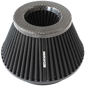 Air Filters: 6" CARBON INVERTED TAPERED 7.6 / 4.7" O.D, 4" HIGH BLACK
