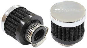 Air Filters: 9/16" UNIV CLAMP ON FILTER 1-3/8" O.D,1-1/8" H,CHROME TOP