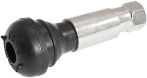 Wheels: RUBBER PULL THRU VALVE STEM SINGLE CHROME 7/16" HOLE