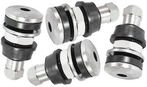 Wheels: BOLT IN WHEEL VALVE STEMS  4 PACK CHROME 7/16" 5/8" HOLES