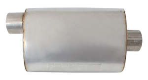 Mufflers: 3.0" STAINLESS STEEL AEROFLOW 5500 SERIES MUFFLERS - OFFSET INLET/CENTER OUTLET