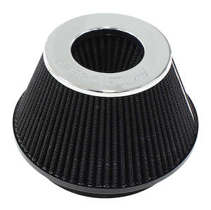 Pod Filters: 6" CLAMP-ON TAPERED FILTER 7.6 / 4.7" O.D, 4" HIGH CHROM