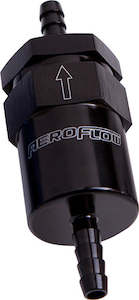 BILLET FUEL FILTER 1/2" BARB BLACK 30 MICRON BRONZE FILTER