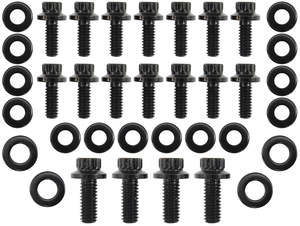 SMALL BLOCK CHEV OIL PAN BOLT KIT 1 PIEC GASK 12 POINT BLACKSBC Aeroflow - AF 37-2351