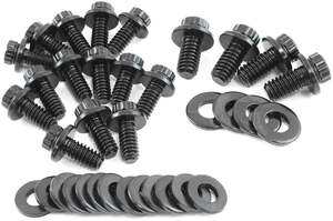 SMALL BLOCK CHEV OIL PAN BOLT KIT STD GASK 12 POINT BLACK SBC Aeroflow - AF 37-2350