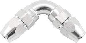 90 DEG -4AN TO -4AN TEFLON FULL FLOW HOSE ENDS SILVE PTFE