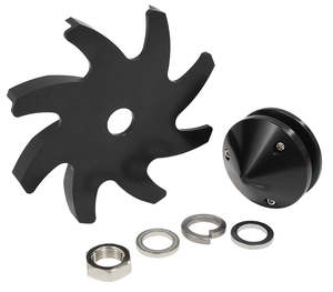 BILLET ALTERNATOR PULLEY & FANWITH NOSE COVER, BLACK