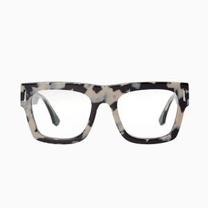 Blue Light: Valley Alta Snow Leopard Tort/Silver Trim/Clear Blue Blocker