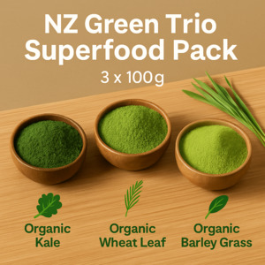 NZ Green Trio Superfood Pack – Organic Kale, Wheat Leaf & Barley Grass Powder &hellip;