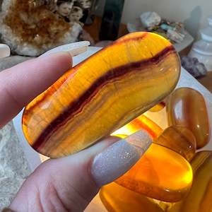 Yellow Fluorite Palm Stone -A-grade