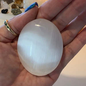 Satin Spar Palm Stone - Selenite