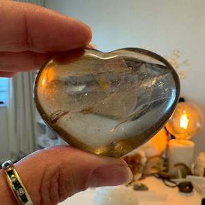 New: Smokey Quartz Heart Palm Stone