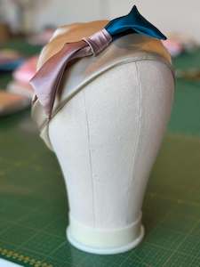 Silk Sleep Caps: SAMPLE SALE - Silk Sleep Cap - Champagne with Lapis/Blush ties