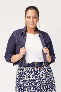 Denim Jackets: Lemon Tree Design Sadie Stretch Jacket - Navy
