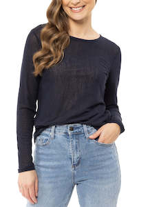 Leila Luca: Leila + Luca Staple Long Sleeve Mesh Top - Navy