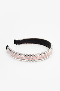 Hair Accessories: Antler Headband Stud Headband | Silver & Blush