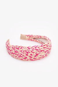 Hair Accessories: Antler Headband Pink & Natural Rattan