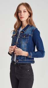 Denim Jackets: Junkfood Jeans Dixie Denim Jacket - Dark Blue