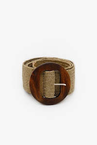 Belts: Antler - Rattan Belt Straw Wide Round Buckle