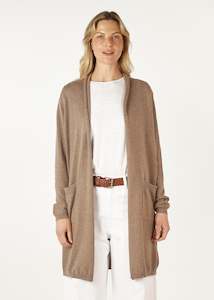 Zaket Plover: Z & P Essential Longline Cardi - Bark