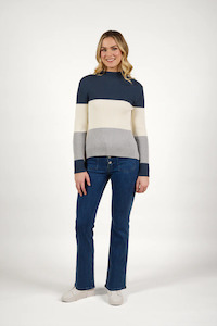 Knewe: Knewe Cruze Sweater - Petrol/Off white/Grey