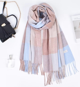 Gifts For Her: Fresh Accessories Plaid Scarf Soft Blues