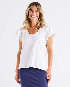 Betty Basics Sale: Betty Basics Magnolia Frill Sleeve Top - White