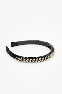 Antler Headband Black Braided Gold Chain