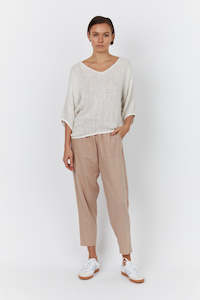 Carbon The Label: Carbon The Label Estelle V Neck Top - Natural White