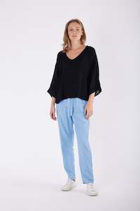 Carbon The Label Estelle V Neck Top - Black
